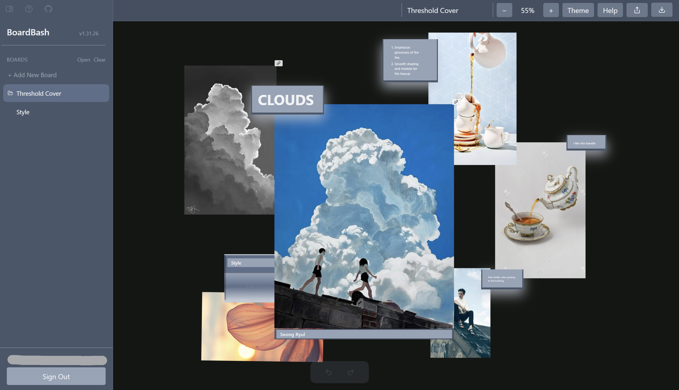 A look of the actual design, the theme is customizable
